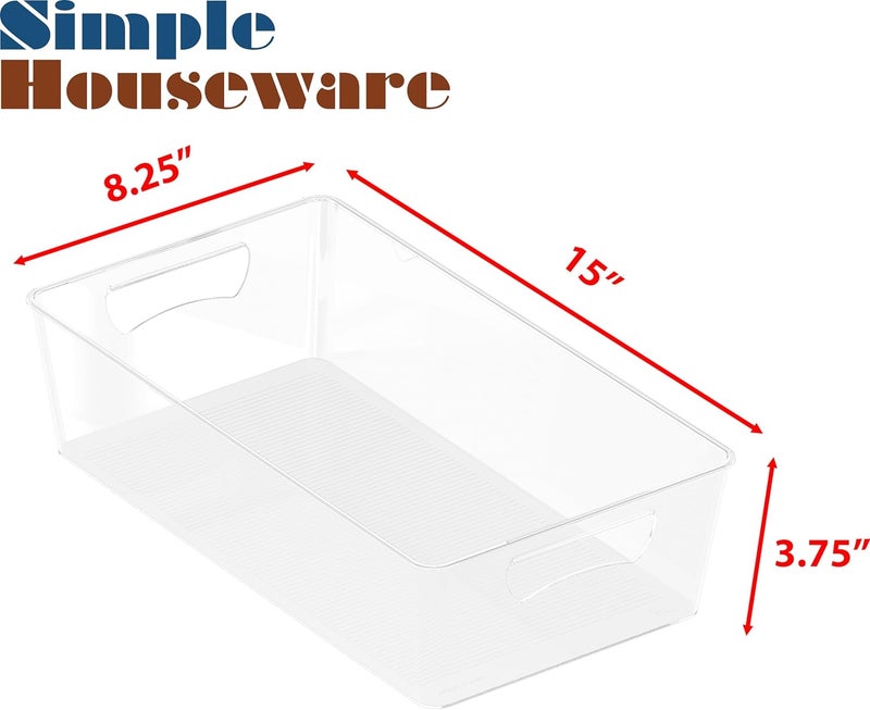 Simple Houseware 4 Pcs Kitchen Clear Bin Storage Organizer, 15" x 8" x 3.75" - Image 2